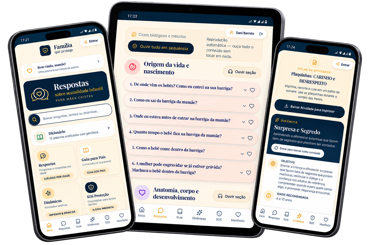 Web App Respostas sobre Sexualidade Infantil em celular e tablet
